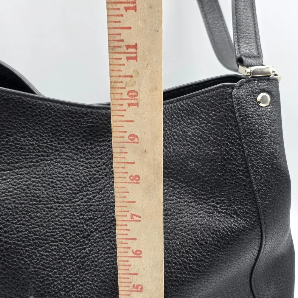 Kate Spade Shoulder Bag Womens Medium Black Leather Triple Compartment Hobo Chic